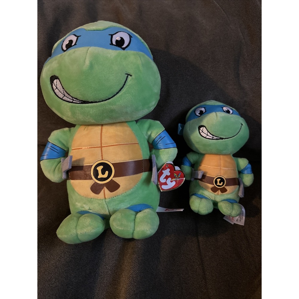 Ty Beanie Baby 6" Teenage Mutant Ninja Turtles LEONARDO New w/ Heart Tags‎ MWMTs